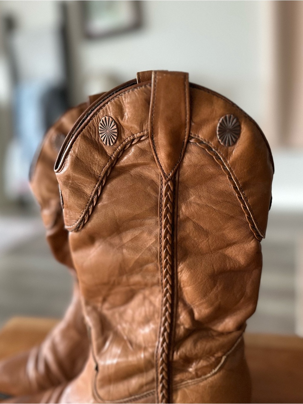 Vintage 1990s Laredo Brown Leather Western Pull-On Boots - Picture 2 of 11